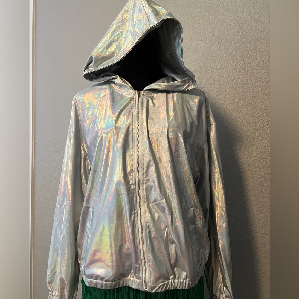 Allegra k, Metallic Jacket With hood And Zipper, Holographic; size M